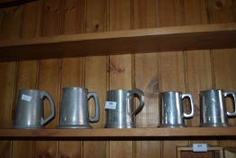 Five Pewter Tankards