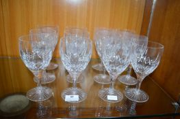 Set of Twelve Cut Glass Lead Crystal Wine Glasses