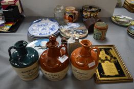 Whisky Flagons, Wall Plates, and Pottery Items