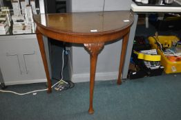 Half Moon Glass Topped hall Table with Cabriole Leg