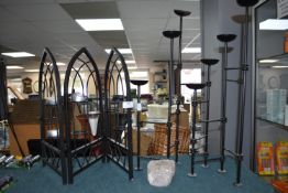 Two Folding Metal Framed Candle Holders