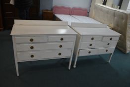 Pair of White Painted 1930's Two Over Three Chest