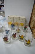 Set of Eight Mr. Men Glasses plus Stela Artois Gla