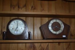 Two 1930's Oak Mantel Clocks (AF)
