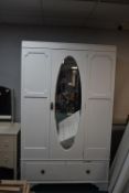 White Painted 1930's Wardrobe with Oval Bevelled E