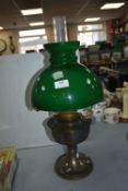 Vintage Oil lamp with Green Shade