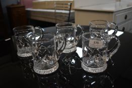 Five Cut Glass Lead Crystal Half Pint Tankards