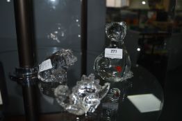 Three Glass Animal Paperweights
