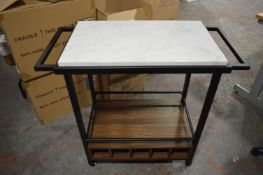34” White Marbel Serving Bar