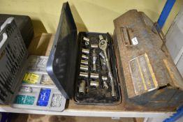 Mixed Lot Including Assorted Tools, Drill Bit Set, Socket Sets, etc.