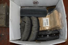 Box of Cleaning Brushes, Roller Brushes, and Vac Bags