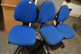 *Three Black & Blue Swivel Chairs