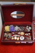 Jewellery Box Containing Vintage Costume Jewellery