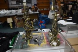 Four Brass Finished Table Lamps