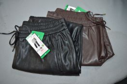 *Hillary Radley Black & Brown Faux Leather Trousers Size: XL