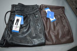 *Hillary Radley Black & Brown Faux Leather Trousers Size: L