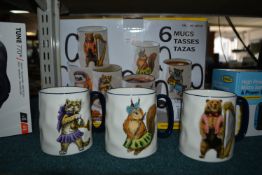 *Six Large Animal Mugs