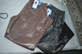 *Hillary Radley Black & Brown Faux Leather Trousers Size: L