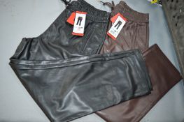 *Hillary Radley Black & Brown Faux Leather Trousers Size: M