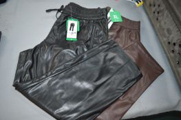 *Hillary Radley Black & Brown Faux Leather Trousers Size: XL
