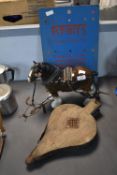 Pottery Shire Horse, Bellows and Vintage Toy Engineering Board