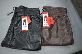 *Hillary Radley Black & Brown Faux Leather Trousers Size: M