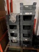 *Nine Stackable Plastic Crates