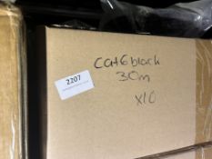 *Box of Ten 30m Black Cat 6 Cables