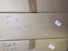 *Box of Ten 30m Black Cat 6 Cables