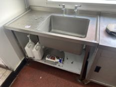 *Stainless Steel Commercial Sink Unit with Lefthand Drainer, Lever Taps, and Undershelf 120x65cm