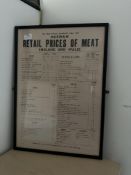 *Meat Prices Amendment Order 1953 Retail Prices of Meat England and Wales Framed Picture