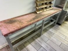 *Aluminium Framed Polyethene Topped Butchers Table 210x45cm