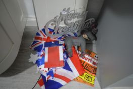 *Union Jack Flags, Merry Christmas Sign, Halloween Warning Tape and Christmas Reindeer.