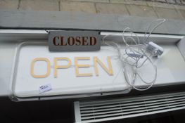 *Illuminating LED Open Sign and Metal Hanging Open and Closed Sign.