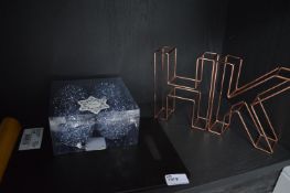 *Contents of Shelf to include Small Blackboard, Set of 4 Baubles Decoration & Copper Wire H & K