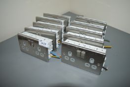 *x10 Double Sockets Brushed Aluminium Effect.