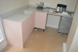 *Kitchen Display Unit, Granite Top + Sink, Doors and Grey Drawers (Contents Not Included).