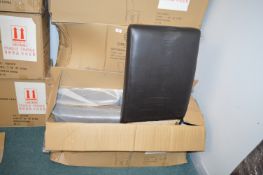 *Pair of Greenwich Side Chairs with Brown Upholstery and Rubberwood Legs