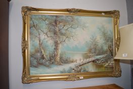 Oil on Canvas Winter Riverscape