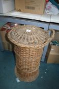 Wicker Laundry Basket & Contents