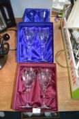 Two Boxed Pairs of Royal Doulton Crystal Wine Glas