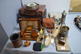 Vintage Items including Barometer, Cigarette Dispe