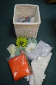 Basket of Sewing items, Fabrics, Trimmings & Flowe