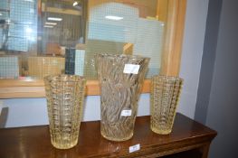 Three 1970’s Crystal Glass Vases