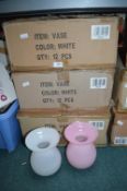 36 Pink & White Glass Vases