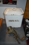 Vintage Enamel Breadbin and a Mincer