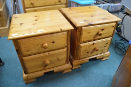 Pair of Solid Pine Two Drawer Bedside Cabinets - m
