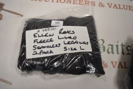*Two Pack of Ellen Reyes Fleece Lined Seamless Leggings Size Large - Black