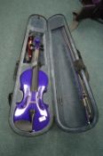 Rainbow Fantasia Purple Child’s Violin with Case