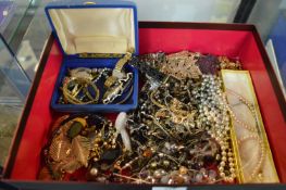 Box of Costume Jewellery and Wristwatches etc.